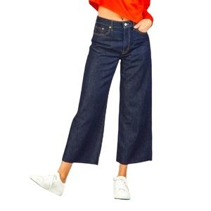 Etica Devon Crop Rinse Wide Leg High Waist Raw Hem Jean Size: 26